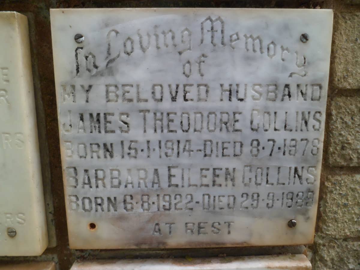 COLLINS James Theodore 1914-1978 &amp; Barbara Eileen 1922-1989