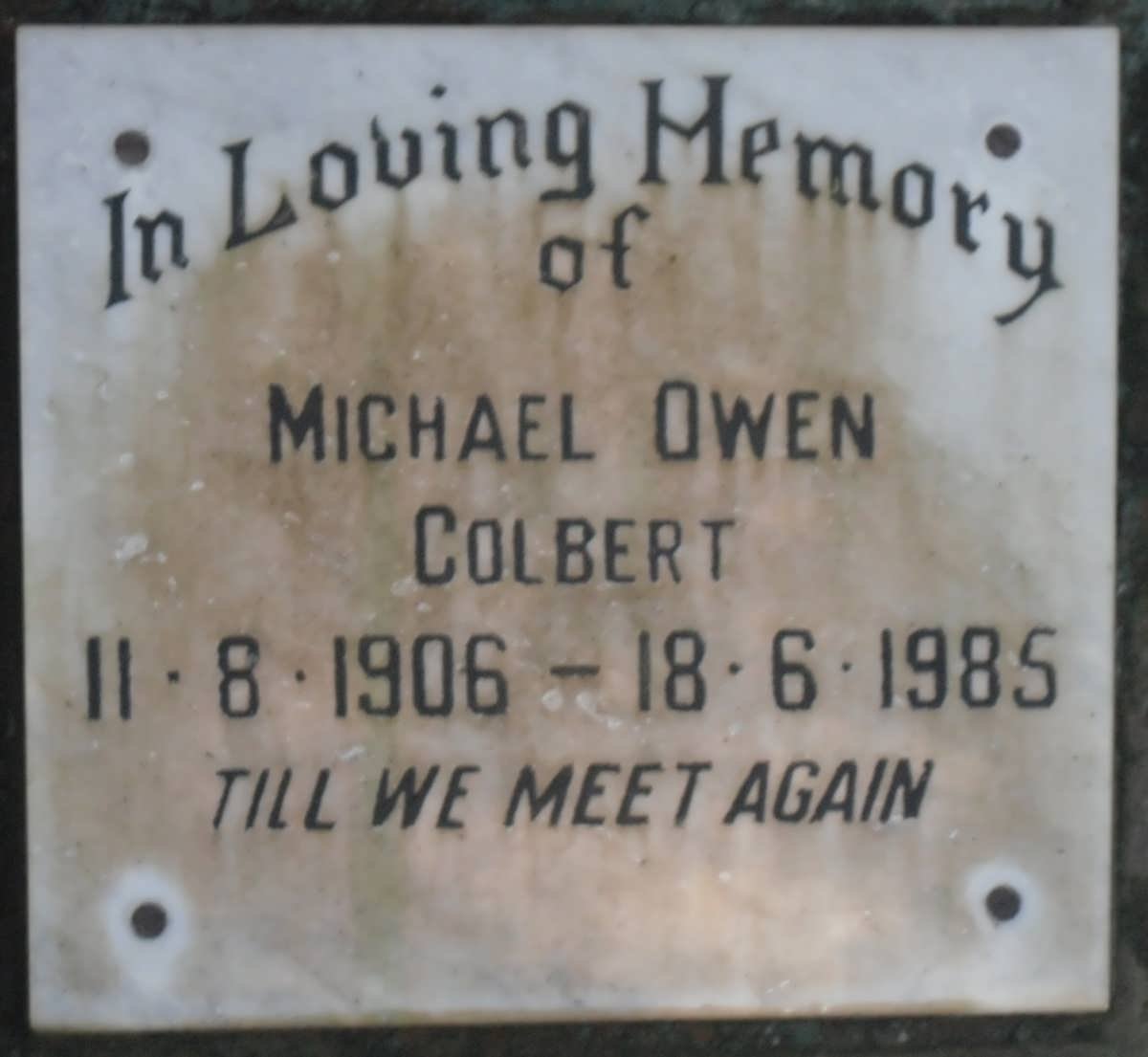 COLBERT Michael Owen 1906-1985