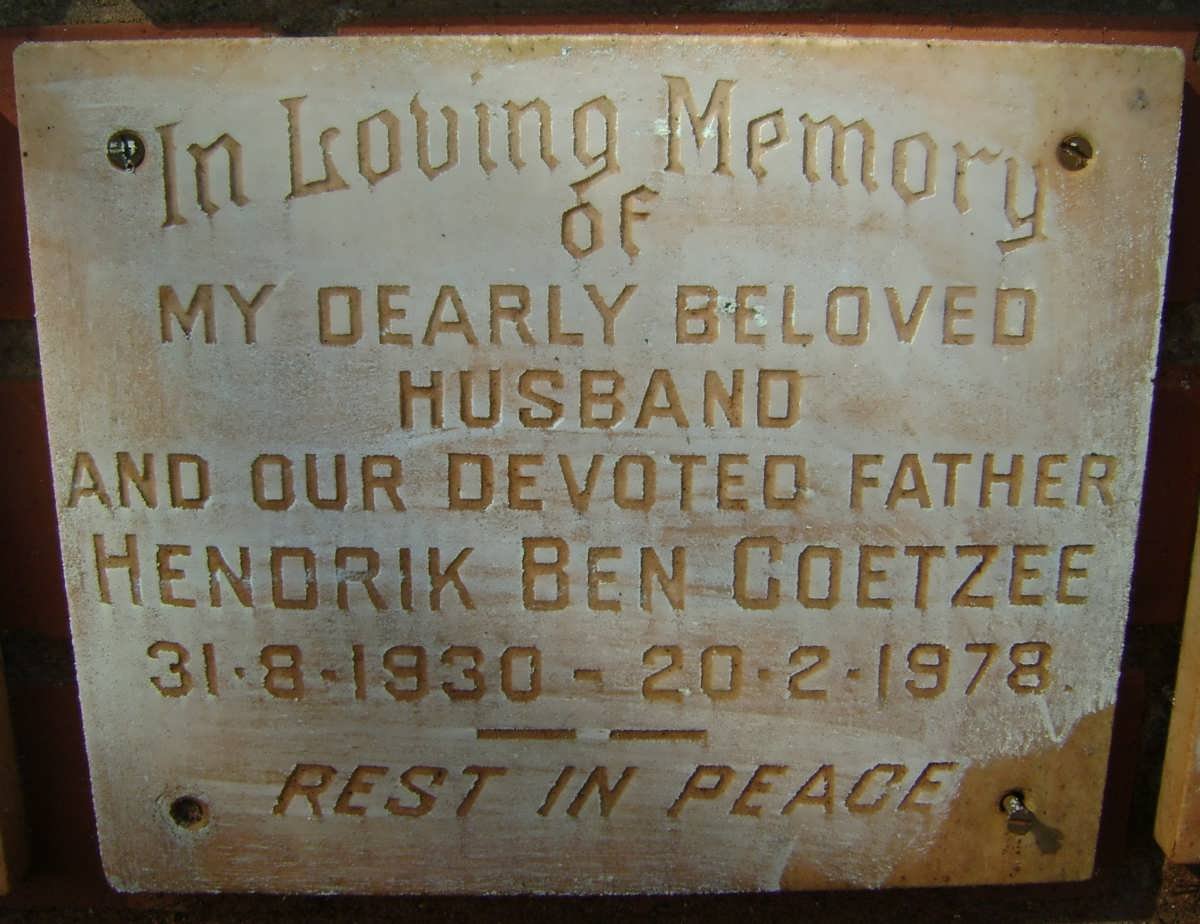 COETZEE Hendrik Ben 1930-1978
