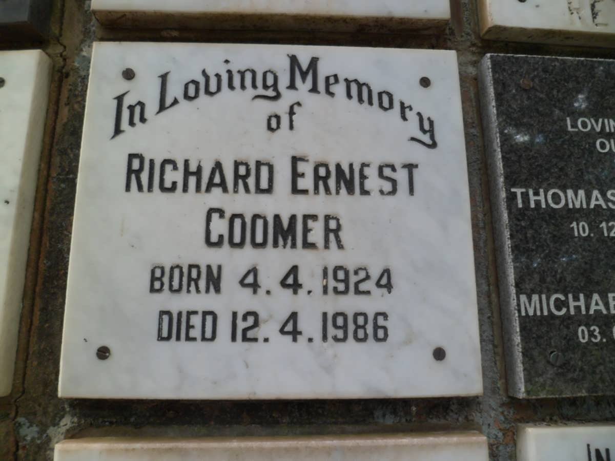 COOMER Richard Ernest 1924-1986