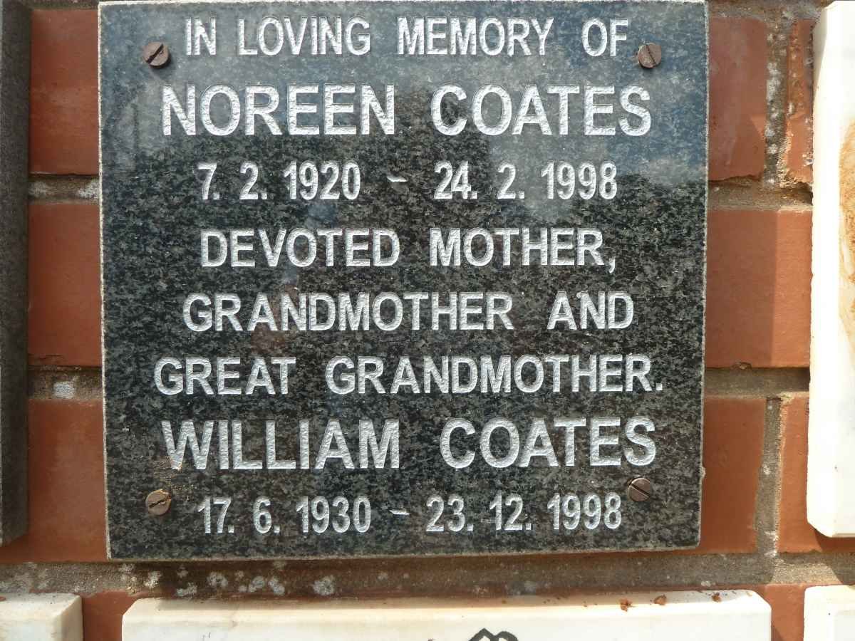 COATES William 1930-1998 :: COATES Noreen 1920-1998