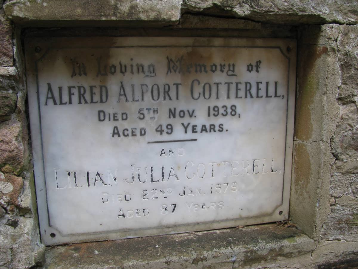 COTTERELL Alfred Alport -1938 &amp; Lilian Julia -1979