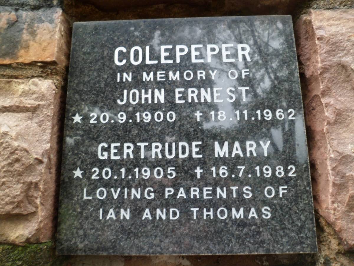 COLEPEPER John Ernest 1900-1962 &amp; Gertrude Mary 1905-1982