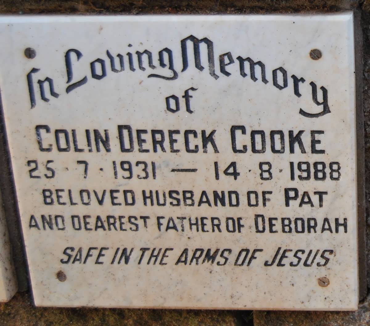 COOKE Colin Dereck 1931-1988