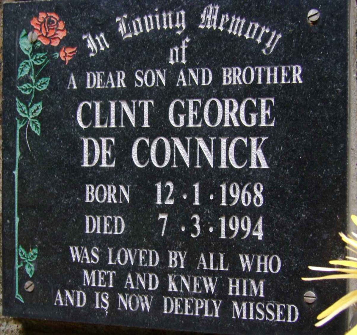 CONNICK Clint George, de 1968-1994