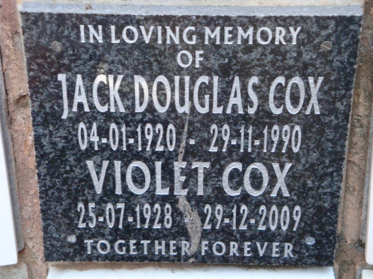 COX Jack Douglas 1920-1990 &amp; Violet 1928-2009