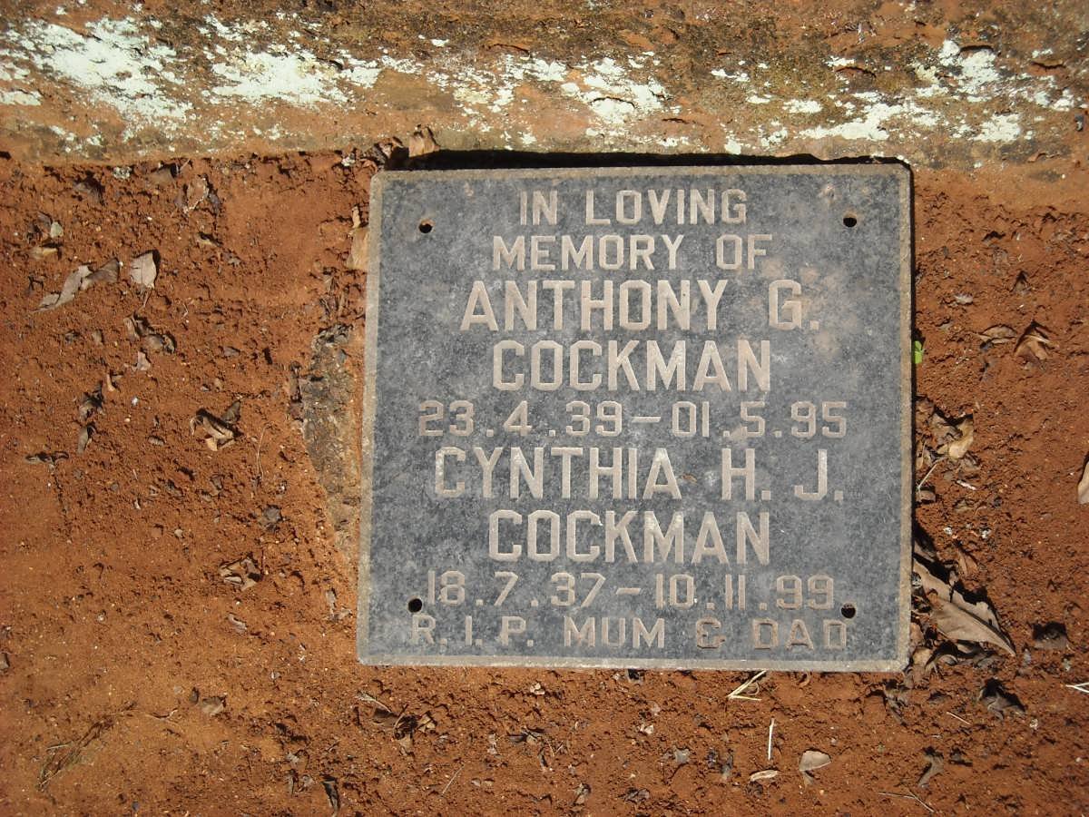 COCKMAN Anthony G. 1939-1995 &amp; Cynthia H.J. 1937-1999