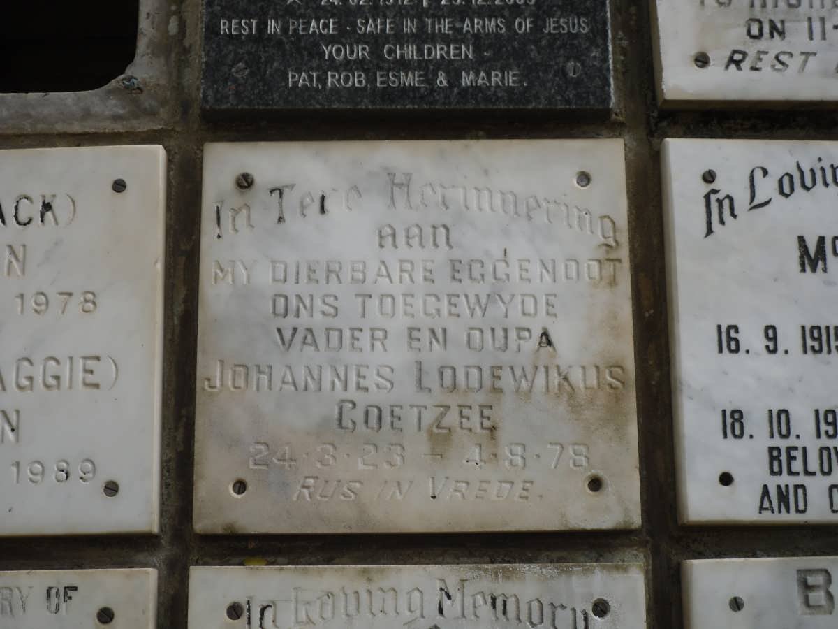 COETZEE Johannes Lodewikus 1923-1978