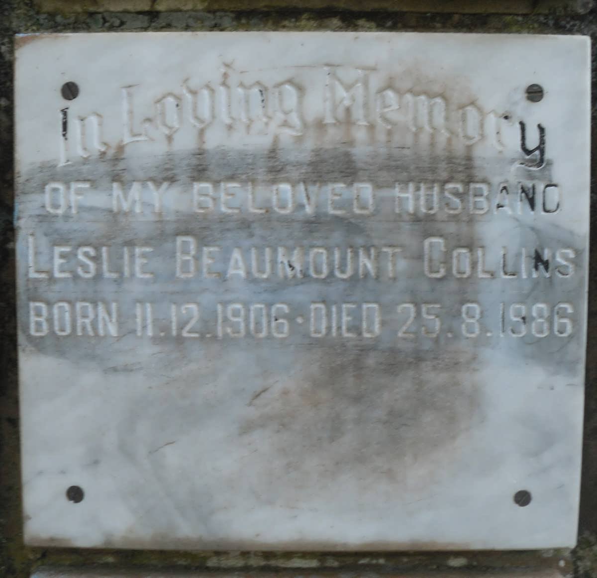COLLINS Leslie Beaumount 1906-1986