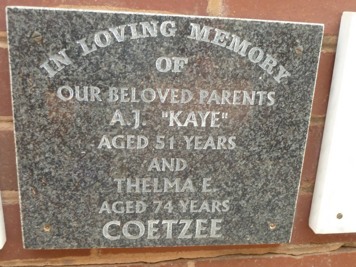 COETZEE A.J. &amp; Thelma E.