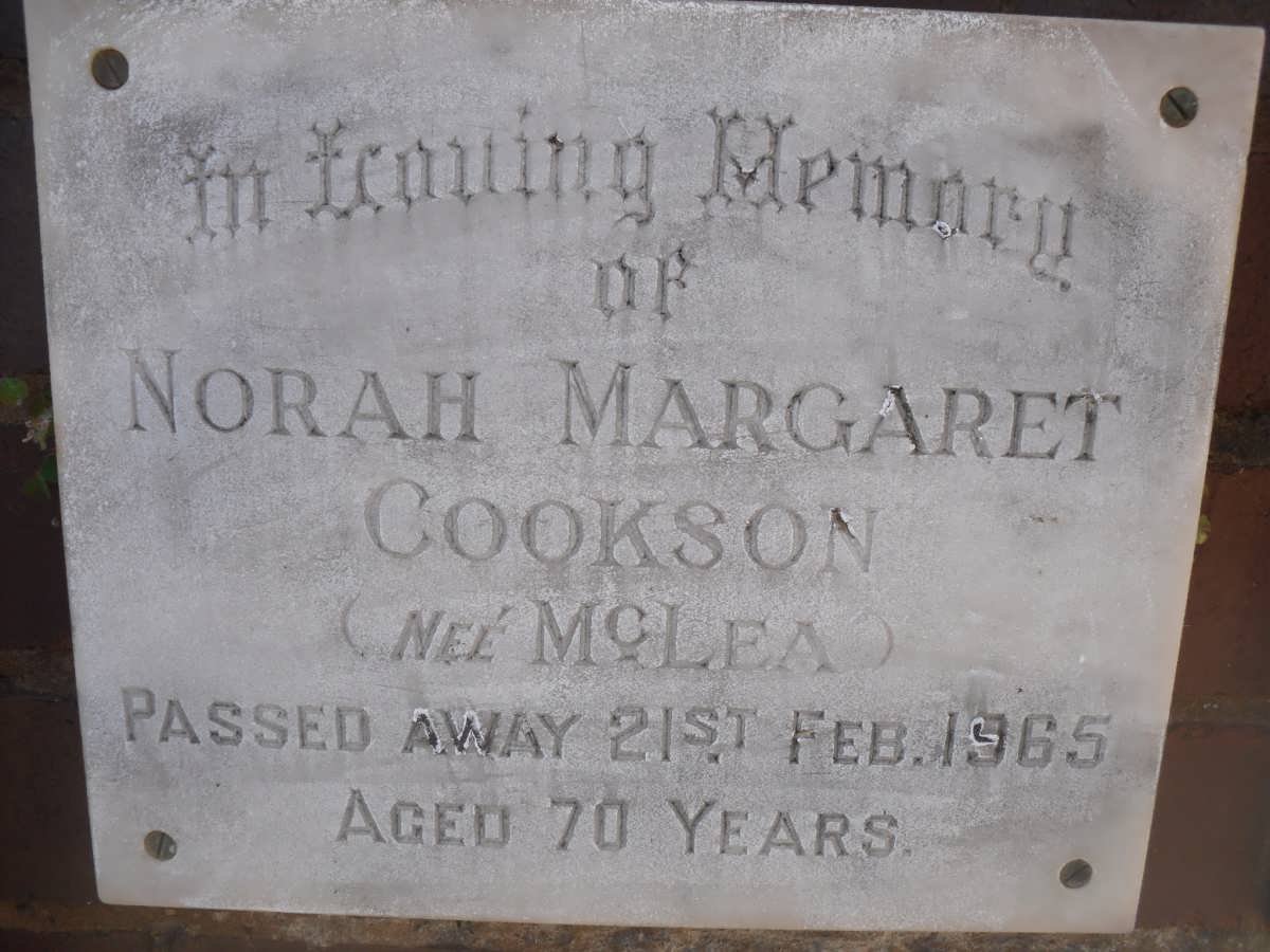 COOKSON Norah Margaret nee McLea -1965