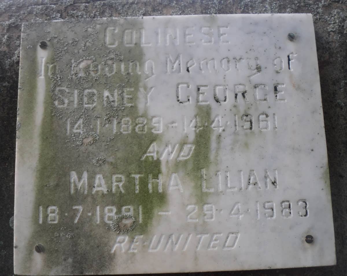COLINESE Sidney George 1889-1961 &amp; Martha Lilian 1891-1983