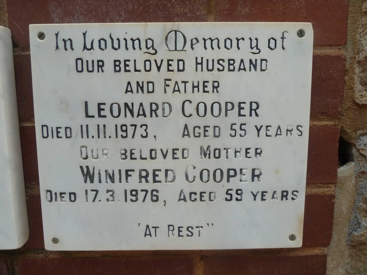COOPER Leonard -1973 &amp; Winifred -1976