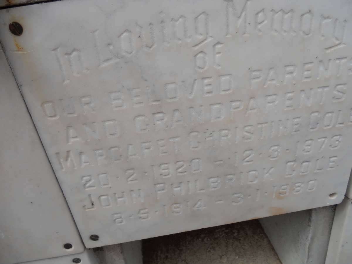 COLE John Philbrick 1914-1980 &amp; Margaret Christine 1920-1973