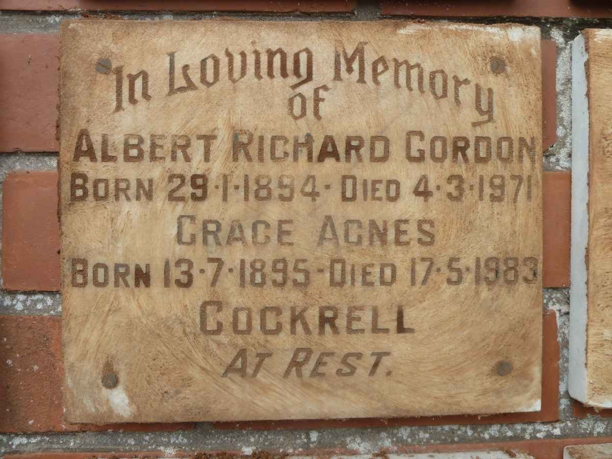 COCKRELL Albert Richard Gordon 1894-1971 &amp; Grace Agnes 1895-1983
