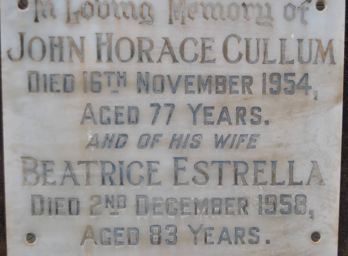 CULLUM John Horace -1954 &amp; Beatrice Estrella -1958