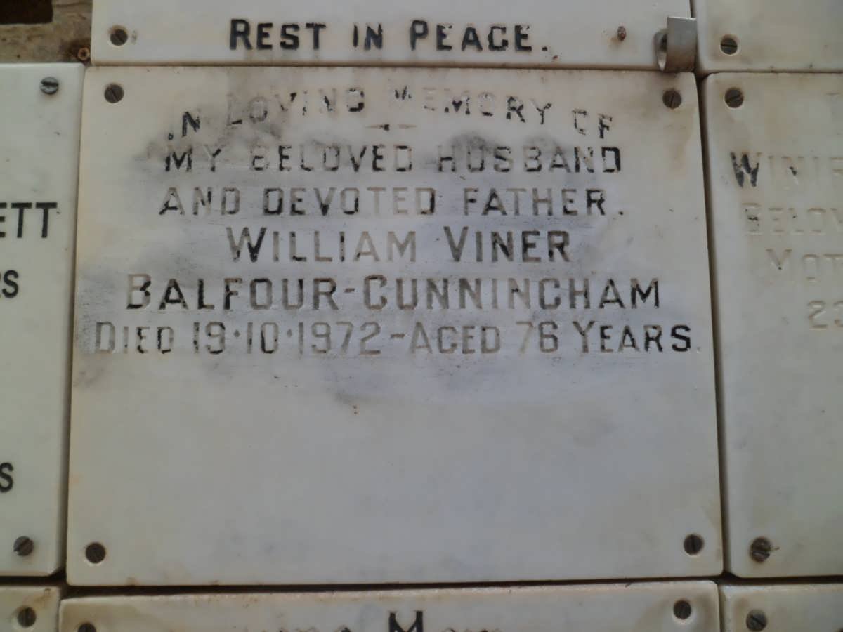 CUNNINGHAM William Viner, Balfour -1972