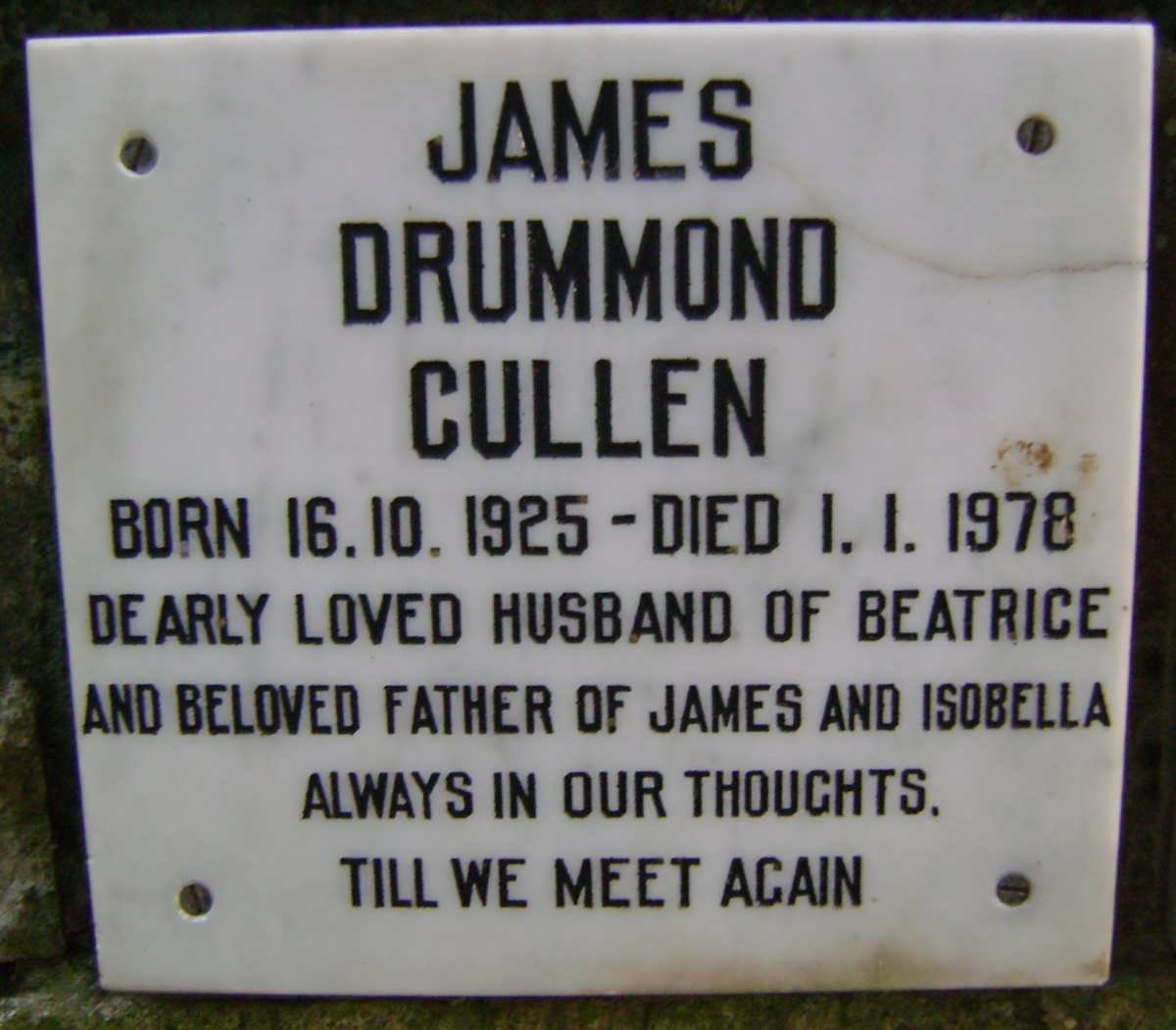 CULLEN James Drummond 1925-1978