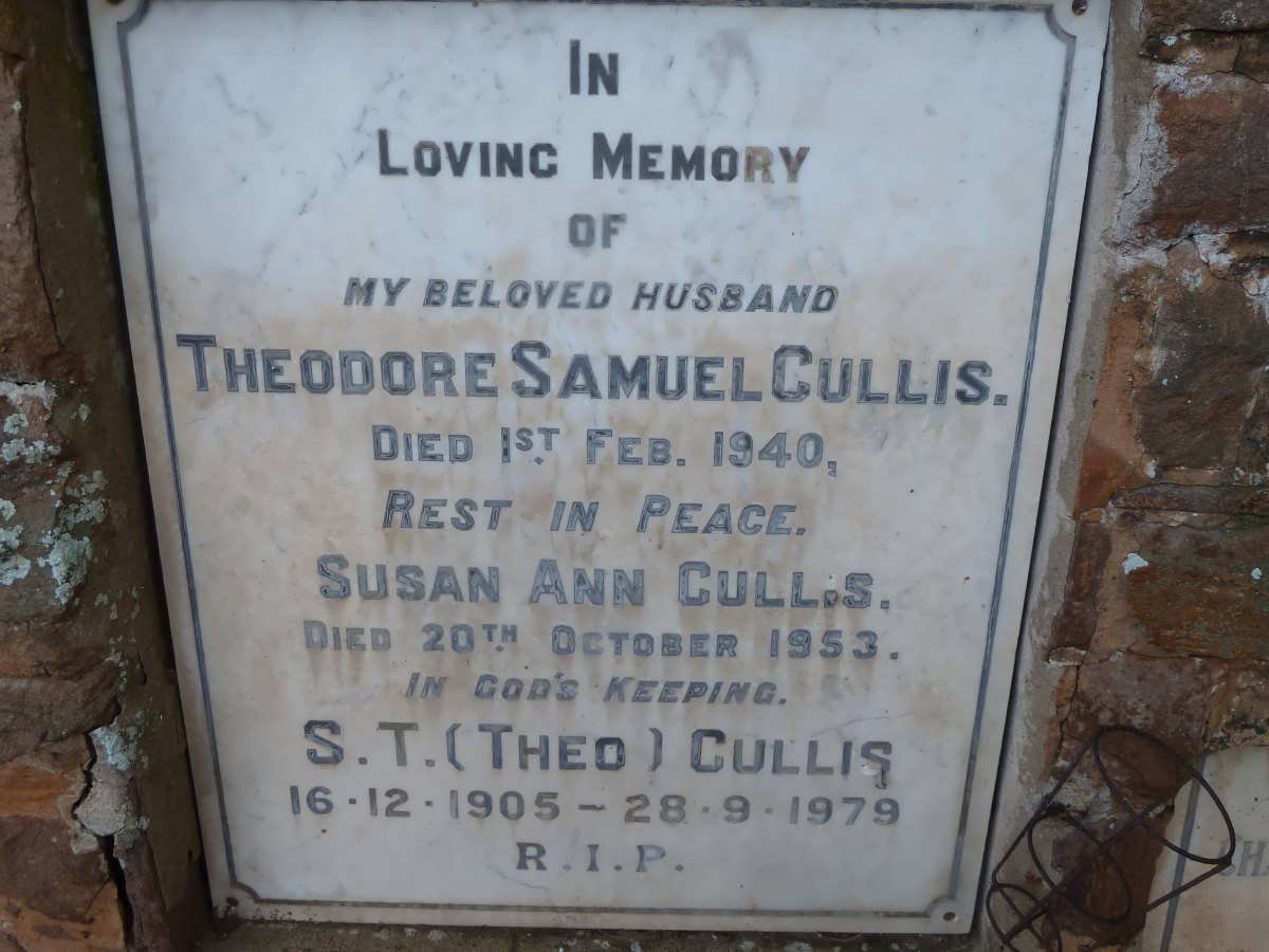 CULLIS Theodore Samuel -1940 &amp; Susan Ann -1953 :: CULLIS S.T. 1905-1979