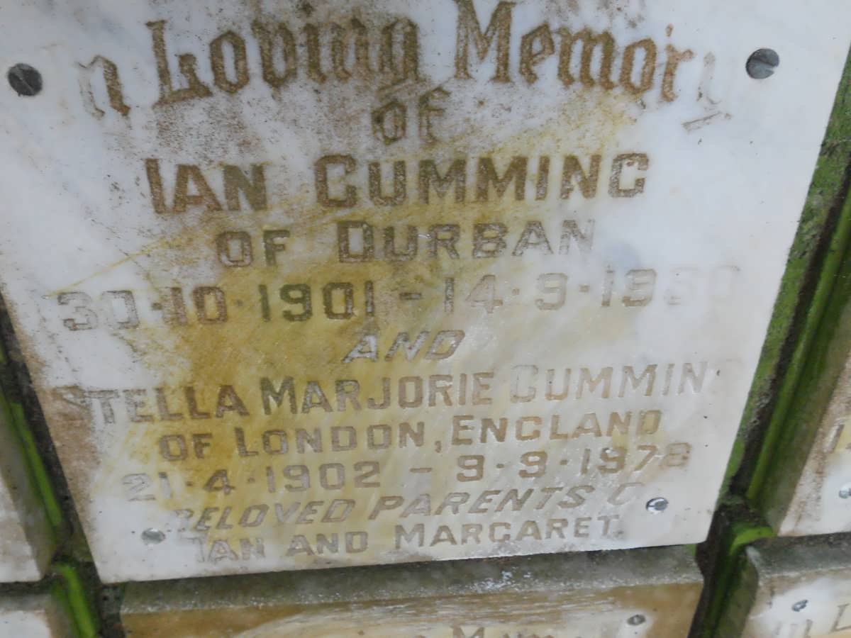 CUMMING Ian 1901-1980 &amp; Stella Marjorie 1902-1978