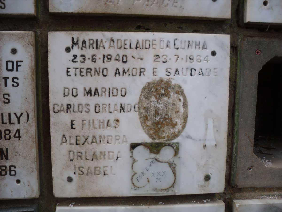 CUNHA Maria Adeleide, Da 1940-1984