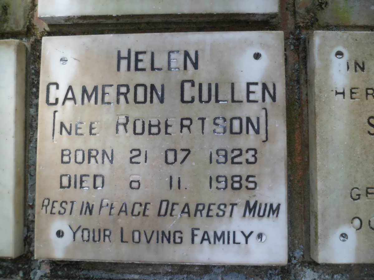 CULLEN Helen Cameron nee ROBERTSON 1923-1985