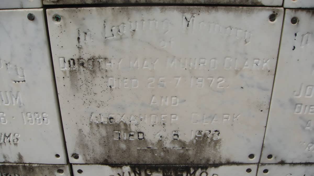 CLARK Alexander -1973 &amp; Dorothy May Munro -1972