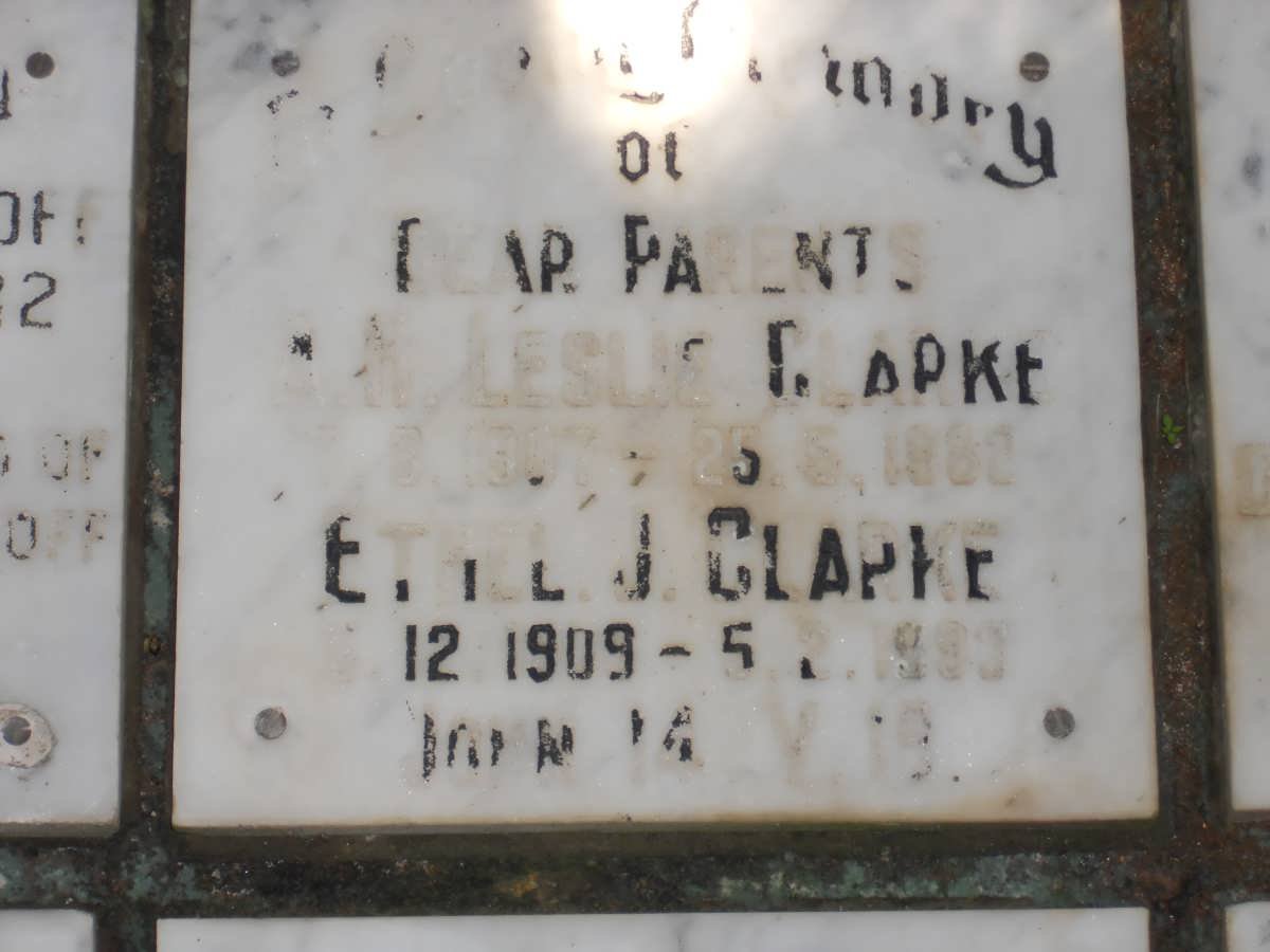 CLARKE A.H. Leslie 1907-1982 &amp; Ethel J. 1909-1993