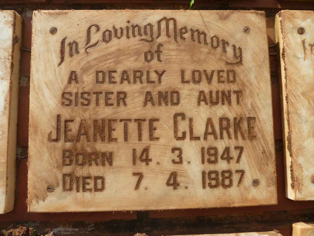 CLARKE Jeanette 1947-1987