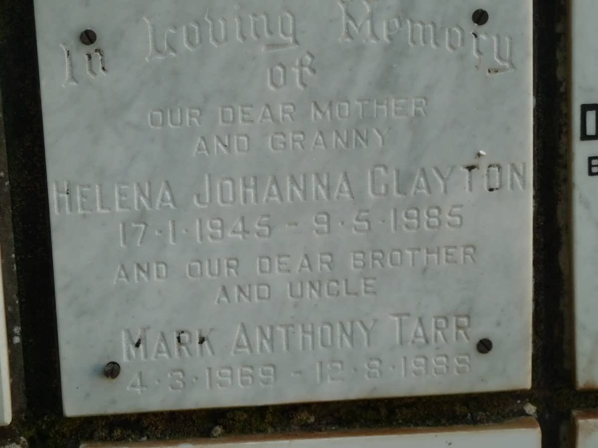 CLAYTON Helena Johanna 1945-1985 :: TARR Mark Anthony 1969-1988