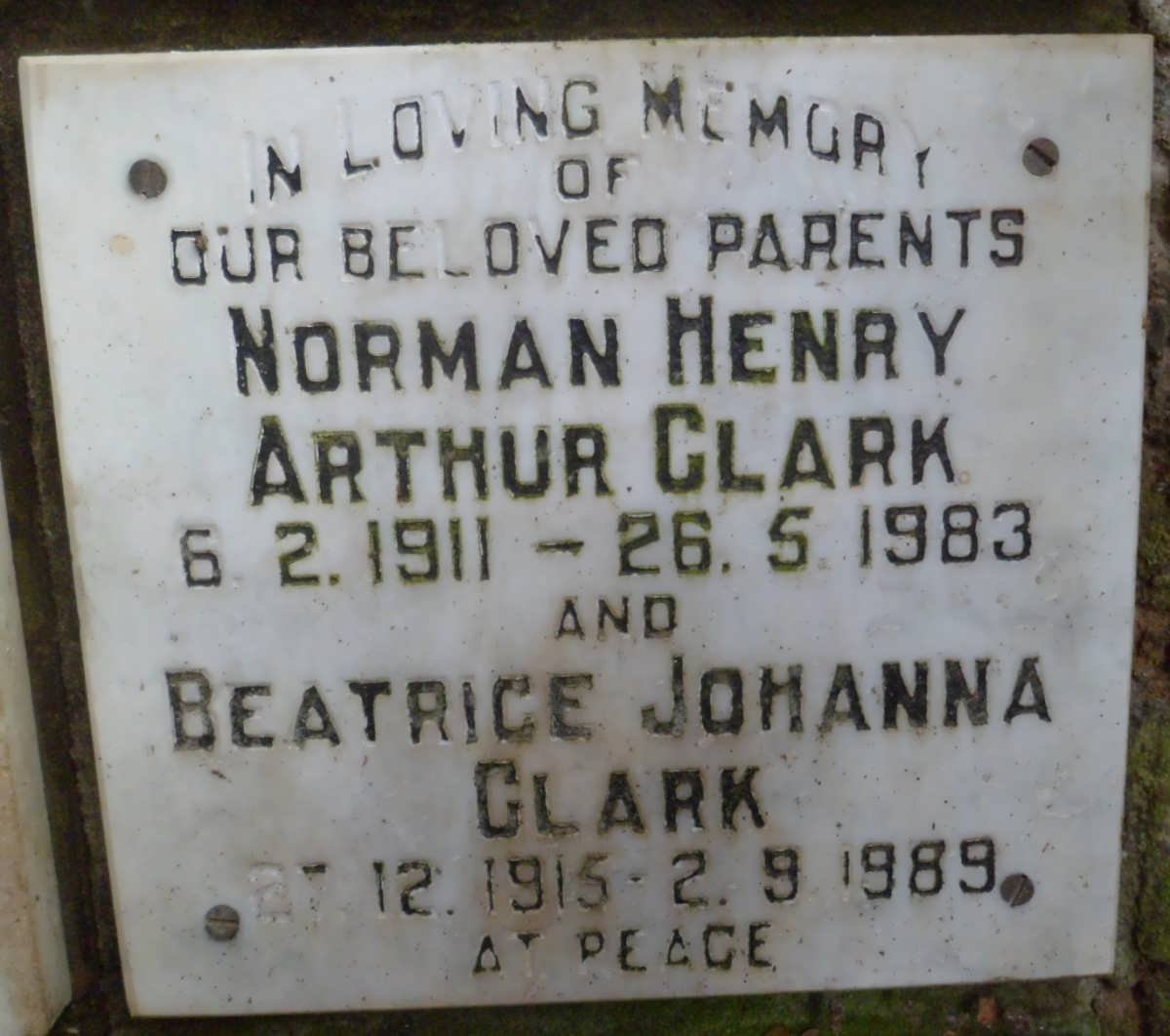 CLARK Norman Henry Arthur 1911-1983 &amp; Beatrice Johanna 1915-1989