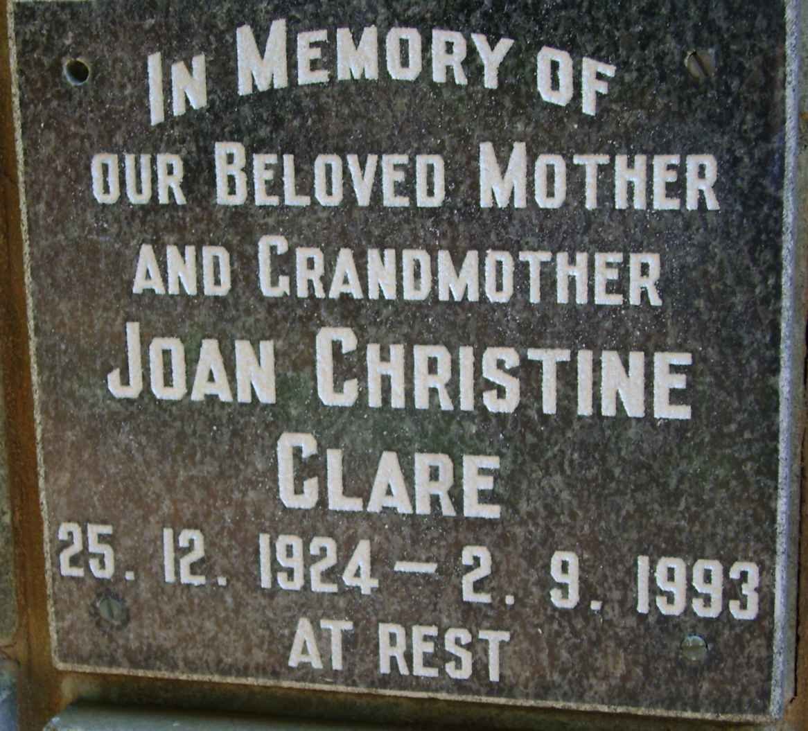 CLARE Joan Christine 1924-1993