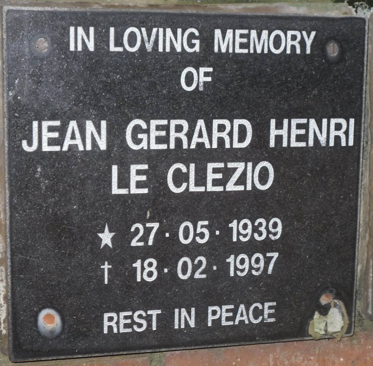 CLEZIO Jean Gerard Henri, le 1939-1997