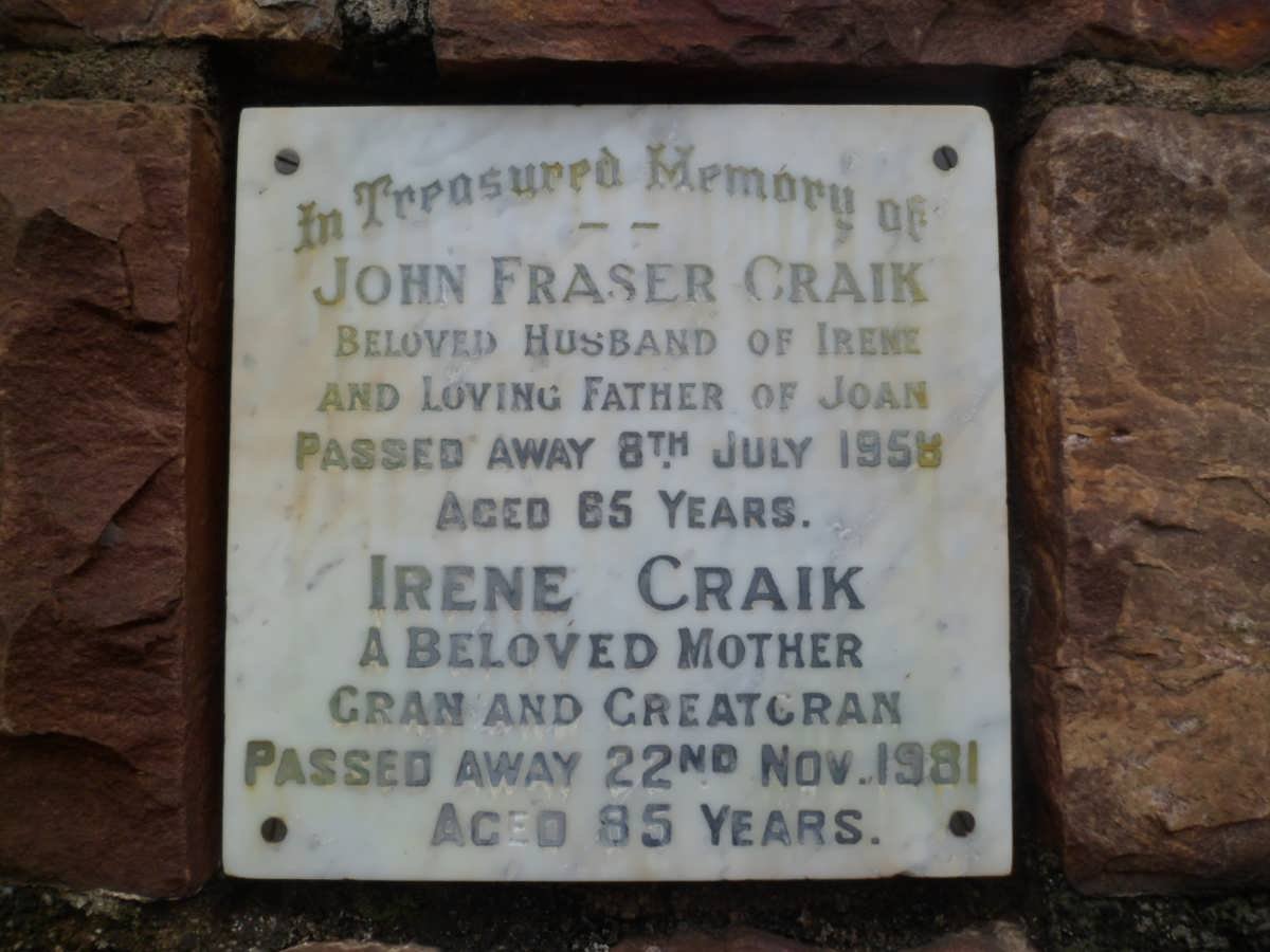CRAIK John Fraser -1958 &amp; Irene -1961