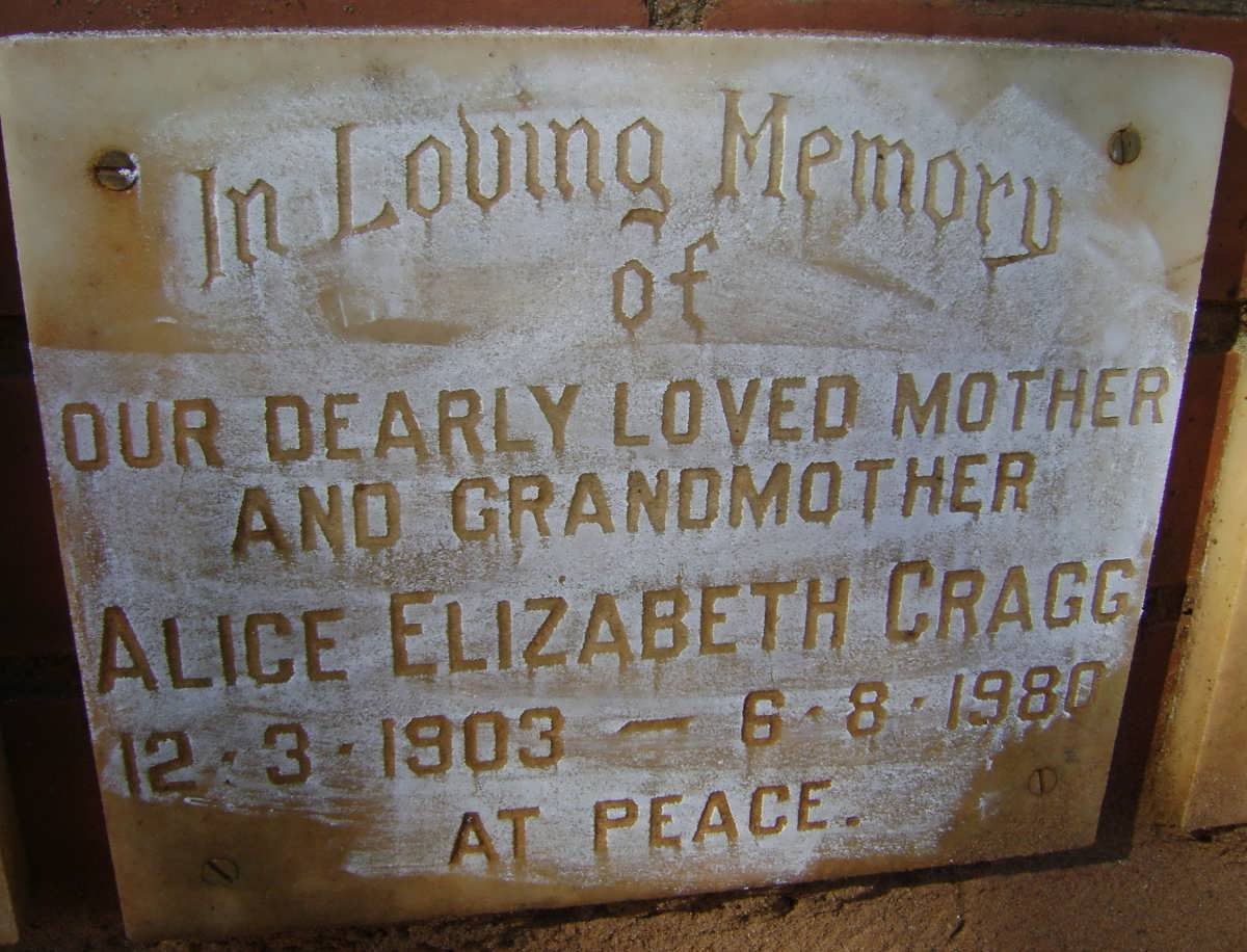 CRAGG Alice Elizabeth 1903-1980