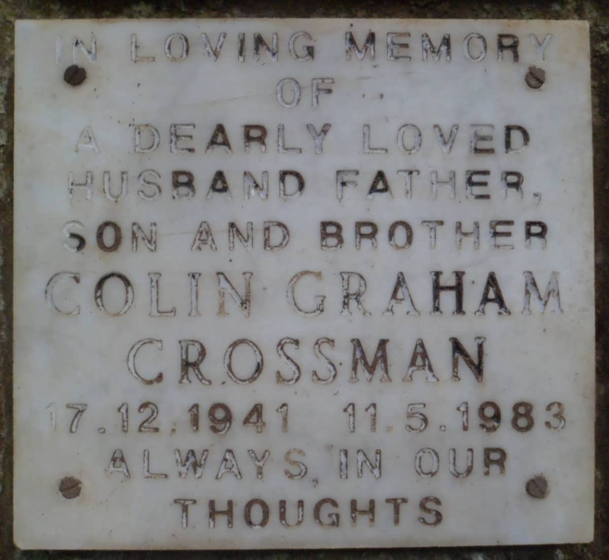 CROSSMAN Colin Graham 1941-1983