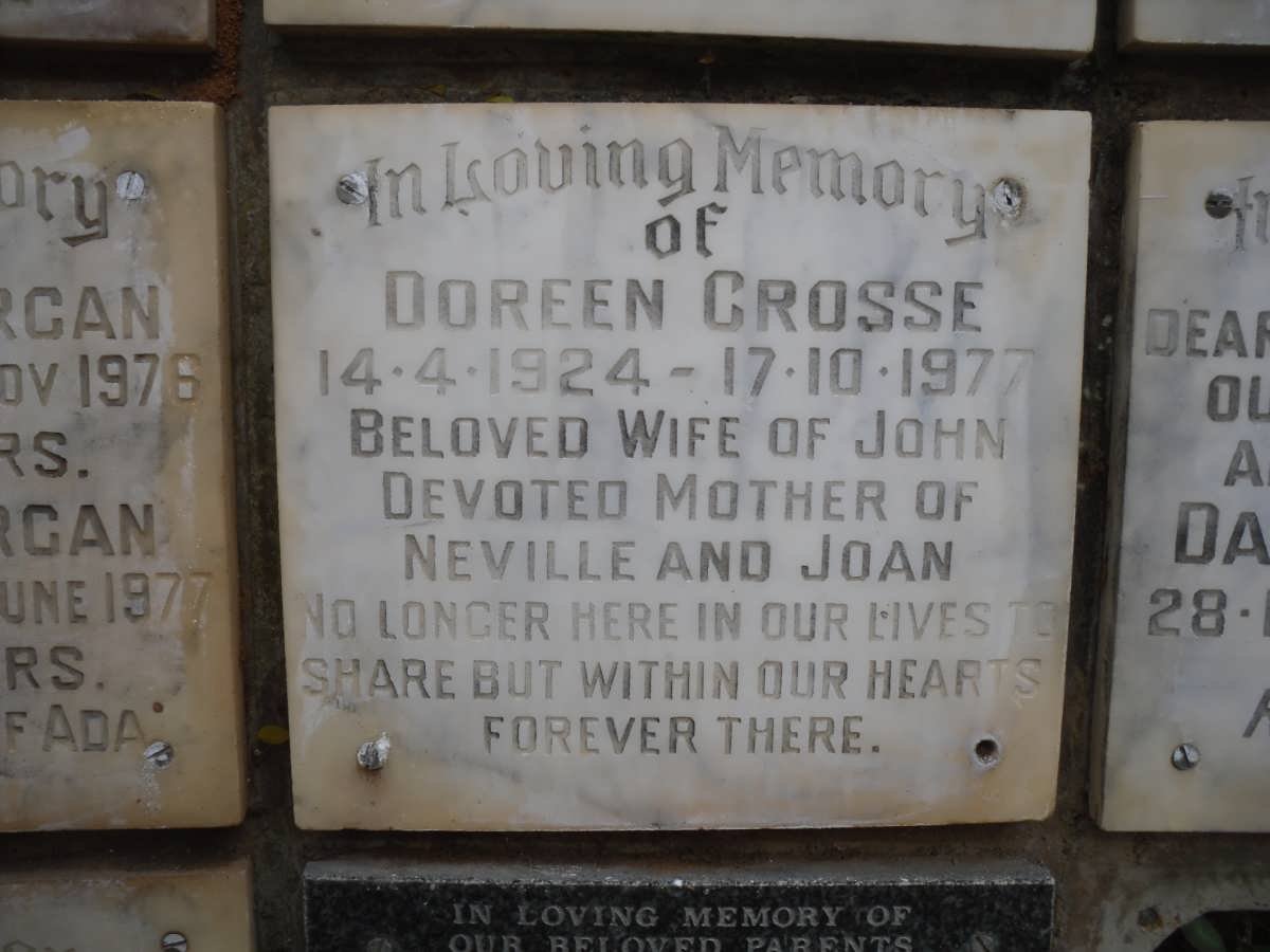 CROSSE Doreen 1924-1977