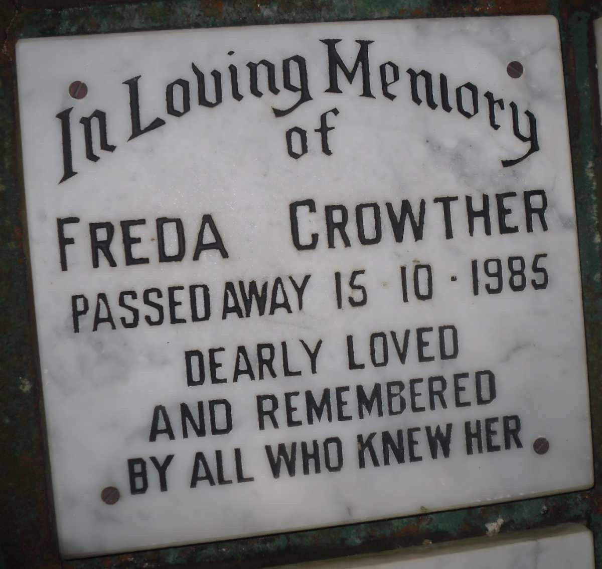 CROWTHER Freda -1985