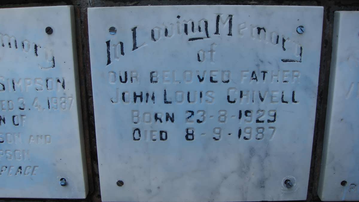 CHIVELL John Louis 1929-1987