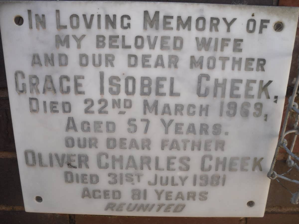 CHEEK Oliver Charles -1981 &amp; Grace Isobel -1969