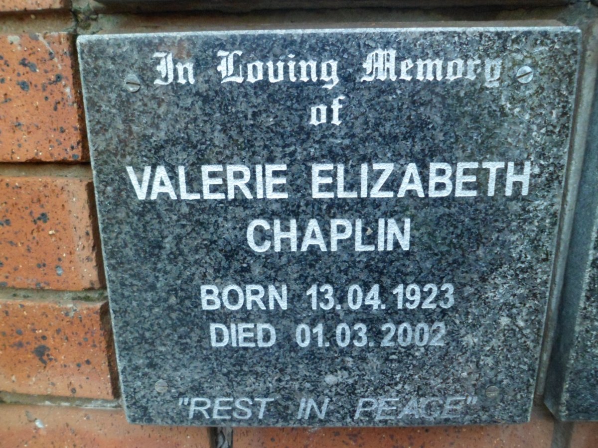 CHAPLIN Valerie Elizabeth 1923-2002