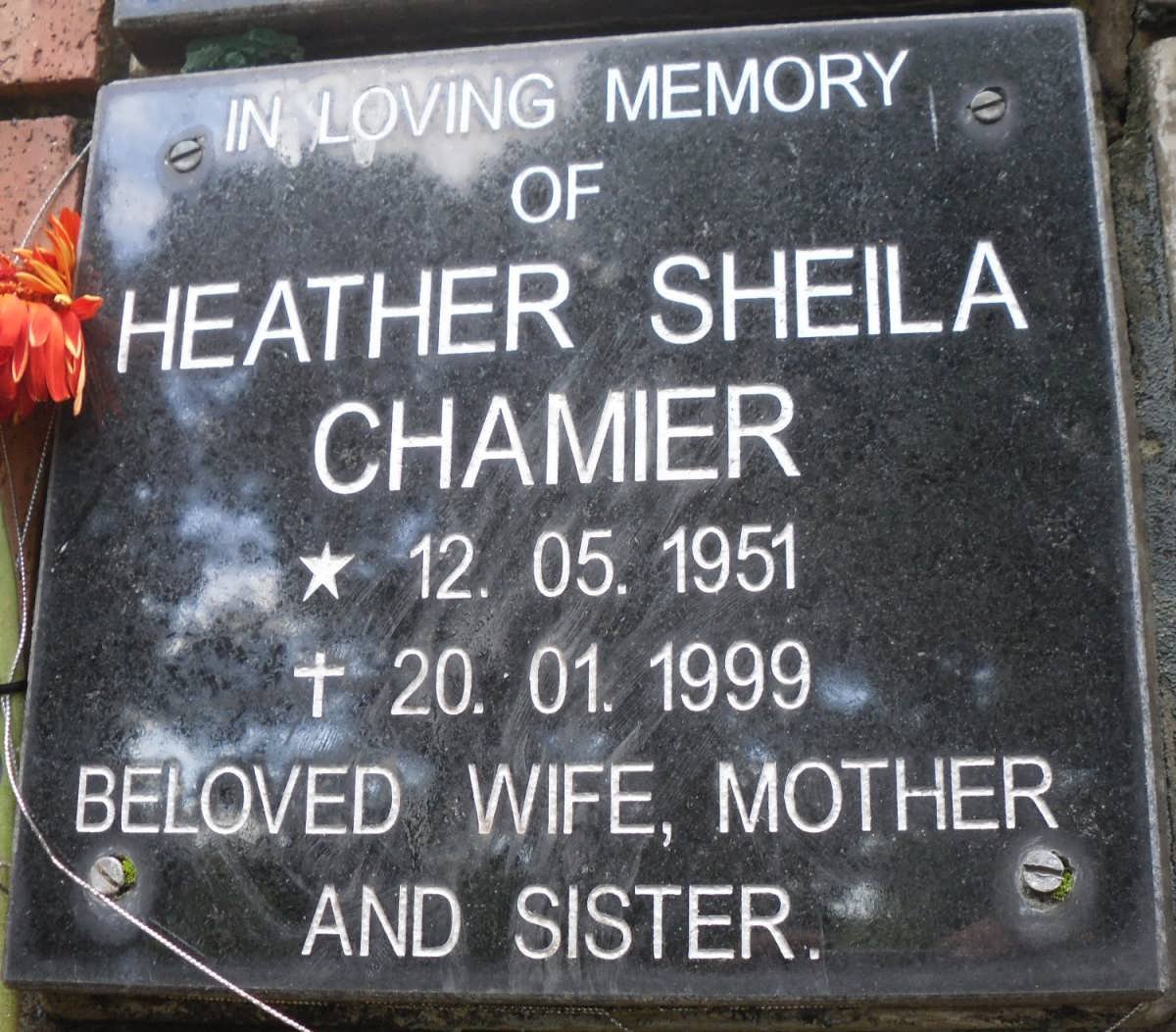 CHAMIER Heather Sheila 1951-1999