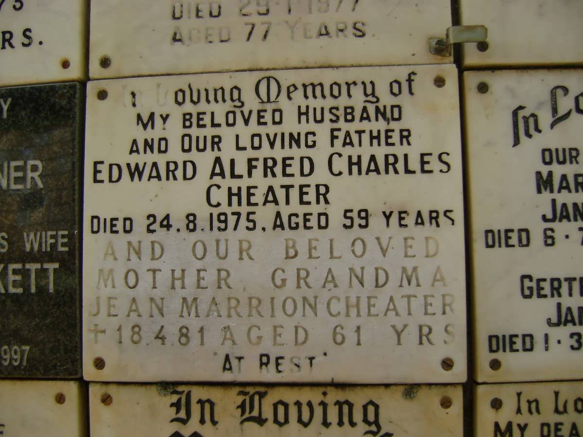 CHEATER Edward Alfred Charles -1975 &amp; Jean Marrion -1981