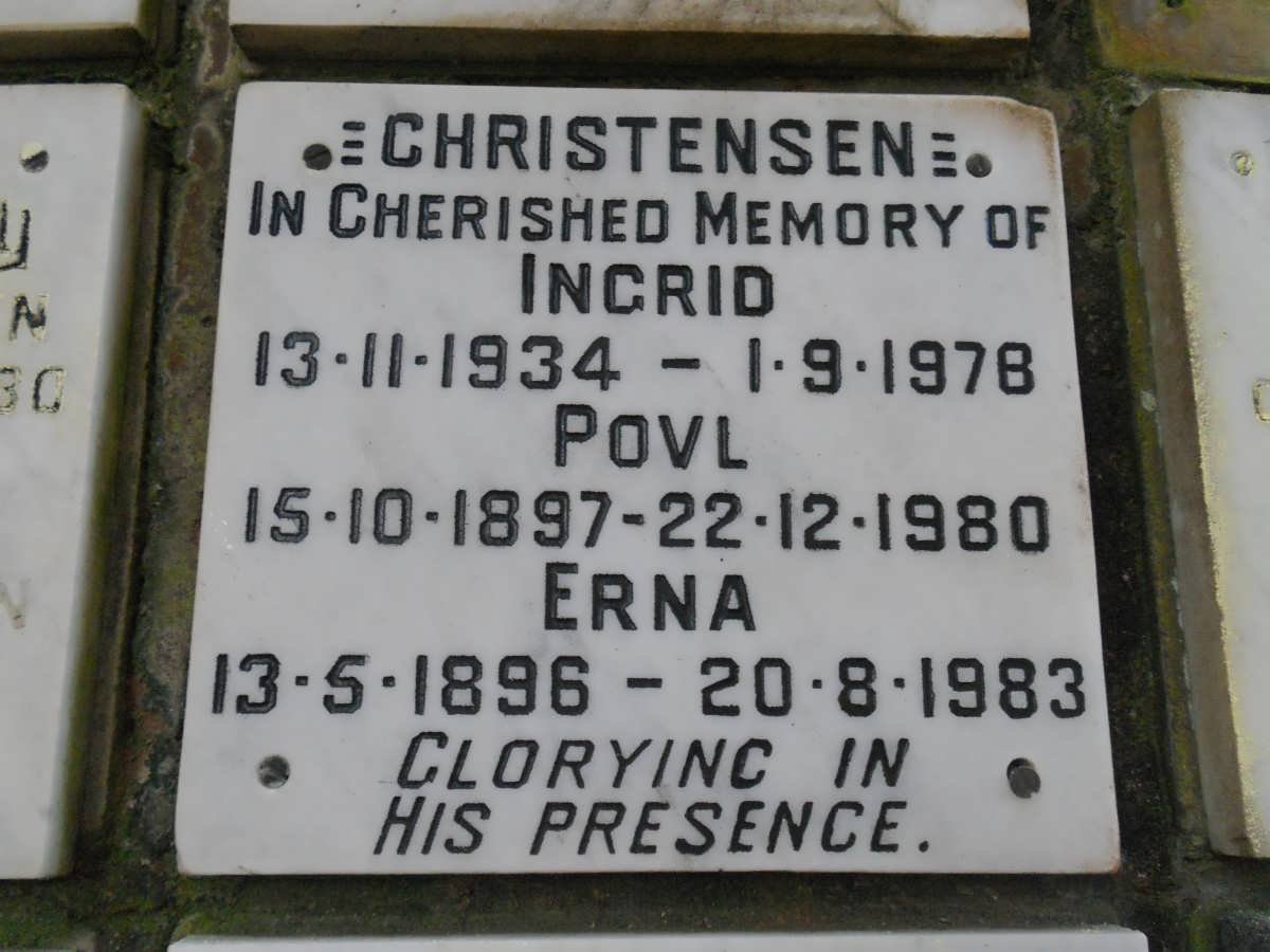 CHRISTENSEN Povl 1897-1980 &amp; Erna 1896-1983 :: CHRISTENSEN Ingrid 1934-1978