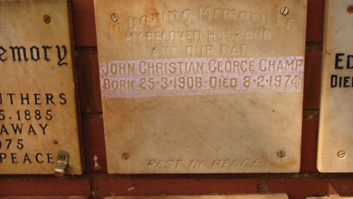 CHAMP John Christian George 1906-1974