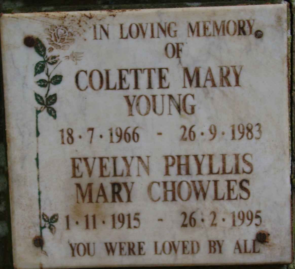 CHOWLES Evelyn Phyllis Mary 1915-1995 :: YOUNG Colette Mary 1966-1983