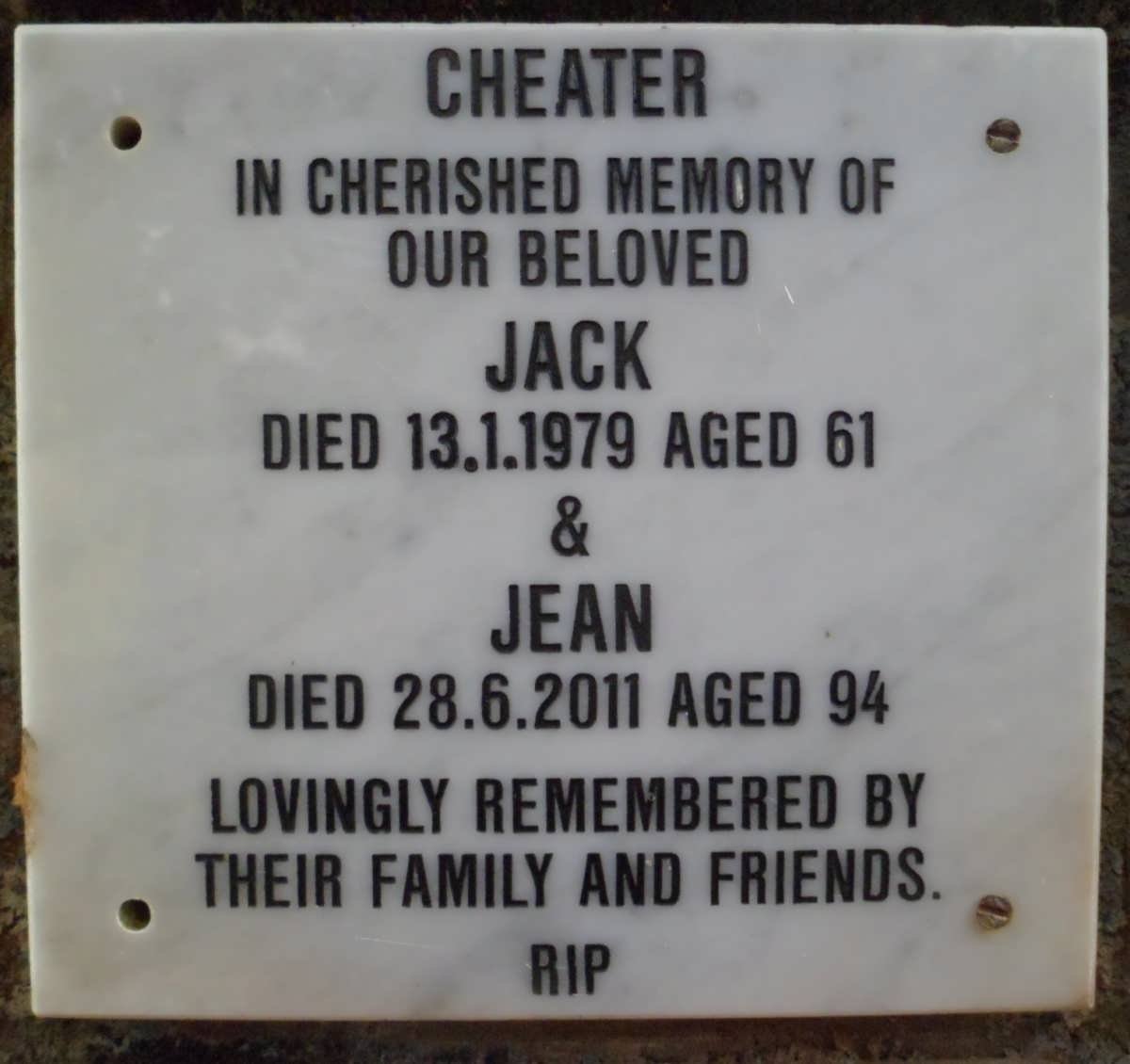 CHEATER Jack -1979 &amp; Jean -2011