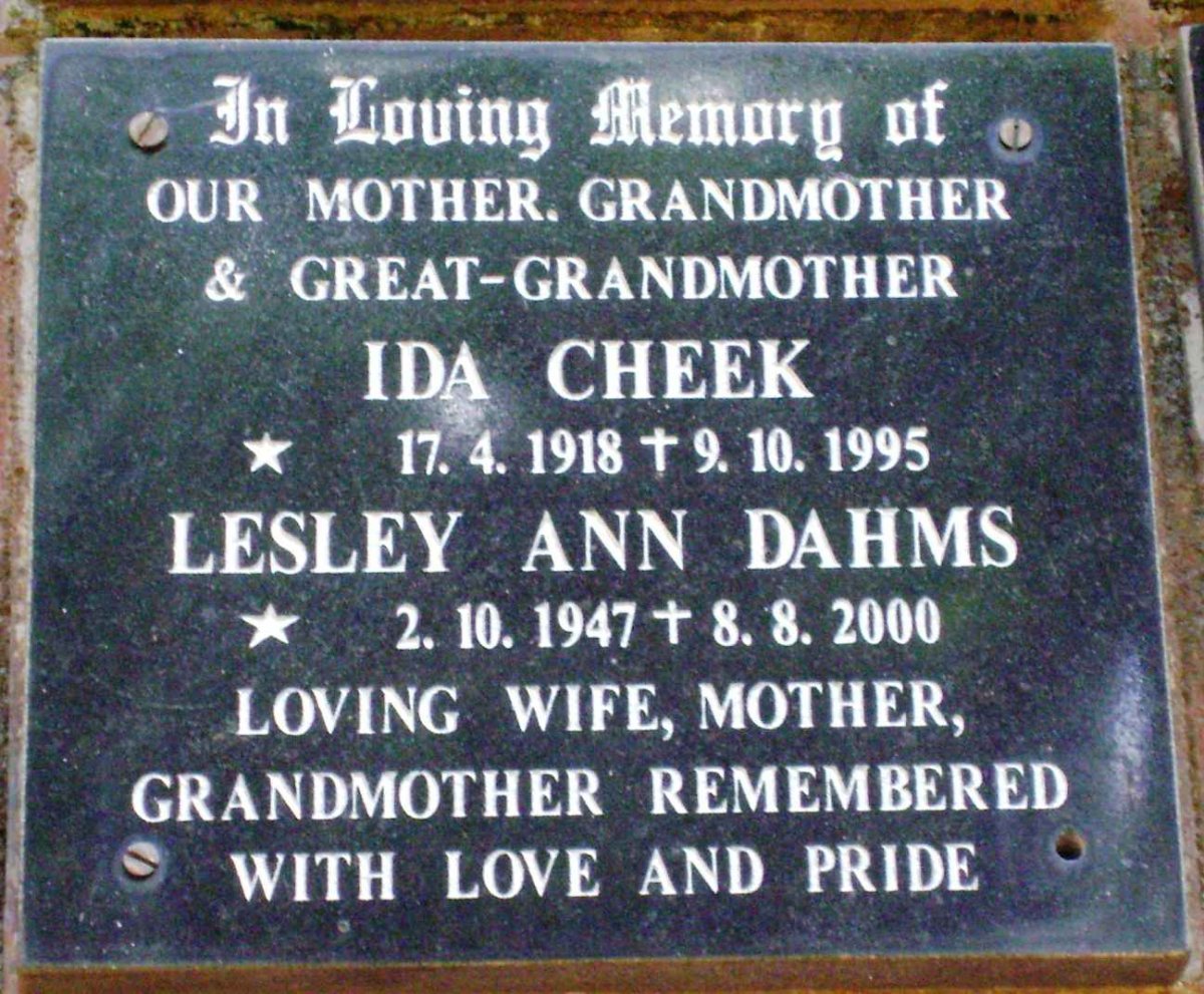CHEEK Ida 1918-1995 :: DAHMS Lesley Ann 1947-2000 