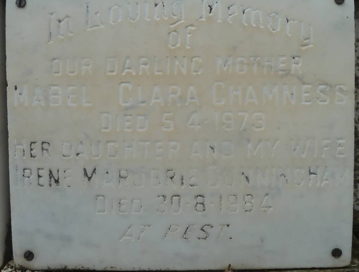 CHAMNESS Mabel Clara -1973 :: CUNNINGHAM Irene Marjorie -1984