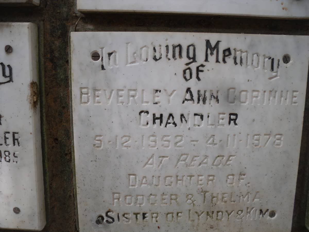CHANDLER Beverley Ann Corinne 1952-1978